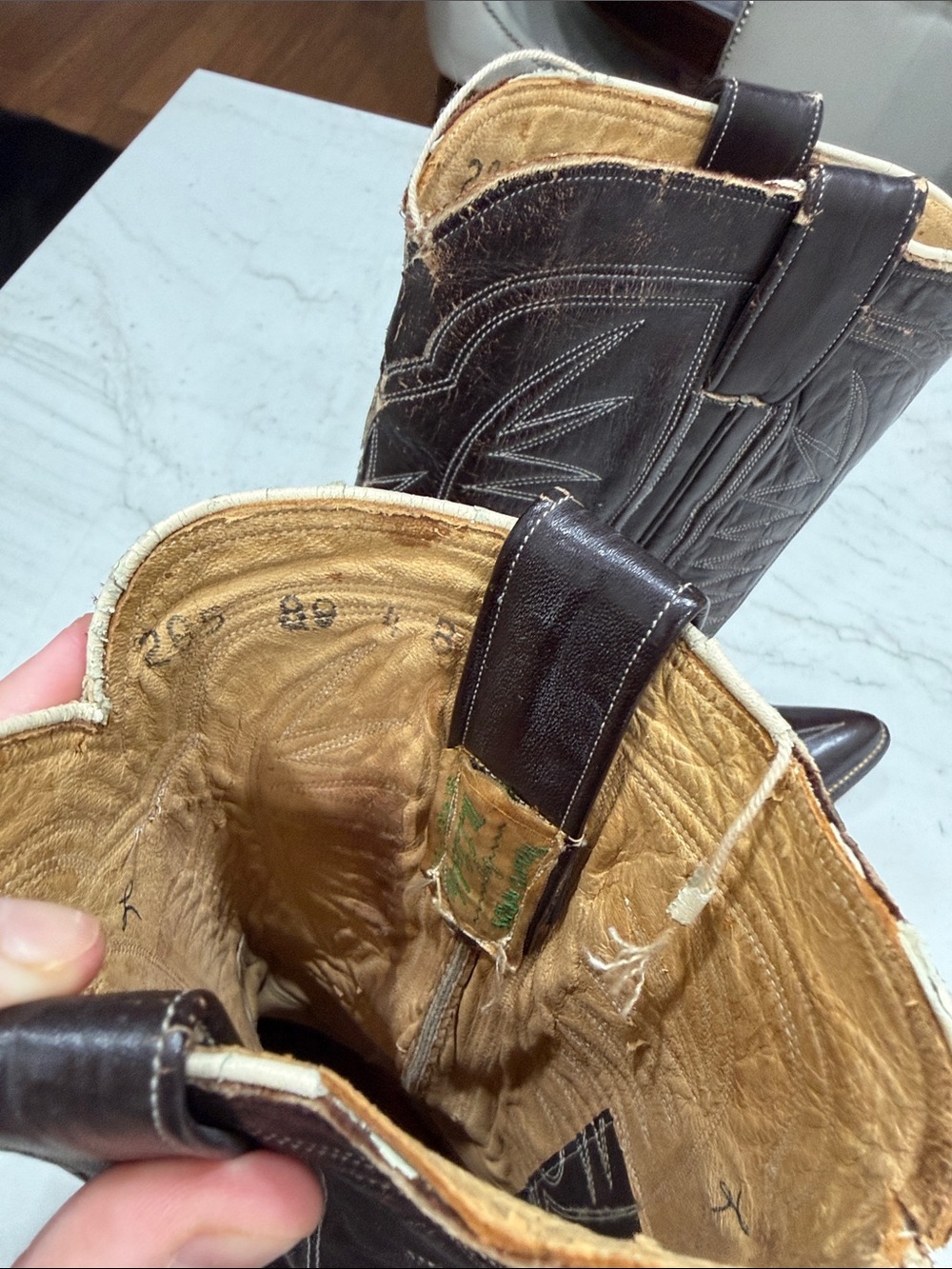 Women’s Dark Brown Leather Cowboy Boots - Picture 6 of 6